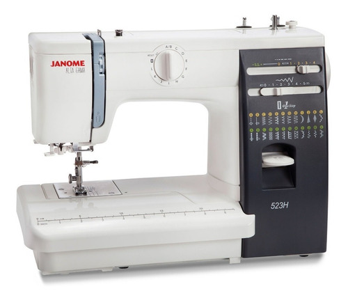 Imagen 1 de 4 de Máquina de coser semi industrial recta Janome 523H blanca y negra 220V