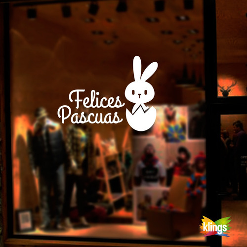 Imagen 7 de 9 de Vinilos Vidriera Felices Pascuas Conejos Huevos