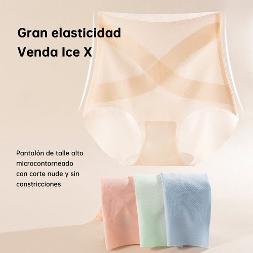 4pcs Calzones Algodón Sin Muffin Top Cintura Alta Para Mujer
