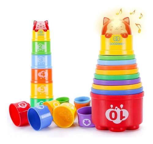 X 10 Unidades De Tazas Apilables Juguete Montessori