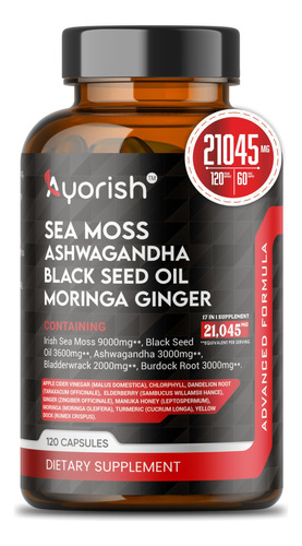 Ayorish Musgo Marino 9000 Mg Aceite De Semilla Negra 3600 Mg