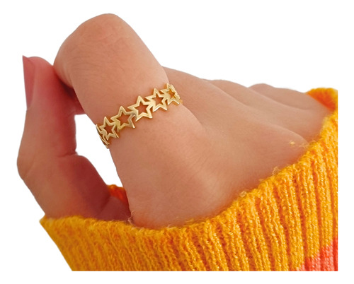 Anillo Semi Abierto Estrellas Goldfilled 18k