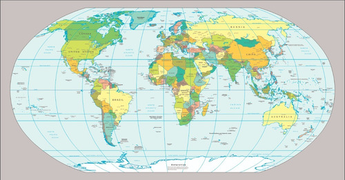 Papel De Parede Adesivo Mapa Mundo Político Até 2m²