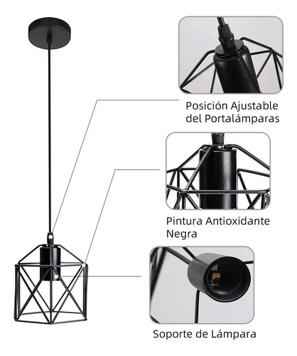 Lámpara De Techo E26 Para Iluminación Del Hogar, 1 Pieza Negro