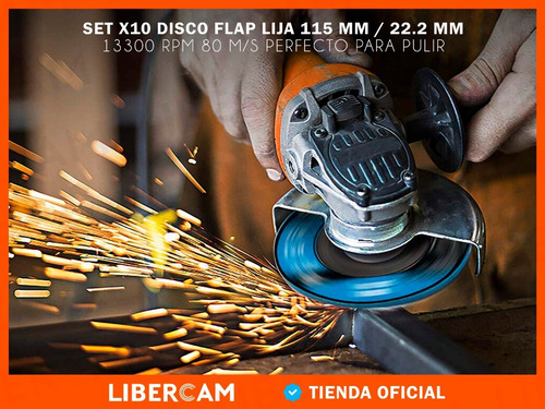 Imagen 9 de 10 de Set X10 Disco Abrasivo Flap 115mm Grano 40/60/80/100