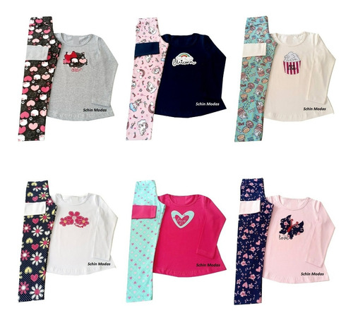 Kit 5 Conjuntos Infantil Menina Meia Estação Roupa Inverno