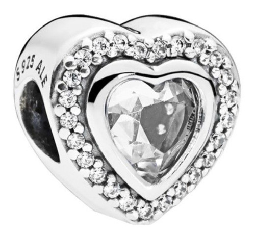 Dije Charms Plata Modelo Corazón Piedra Cristal