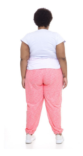Calça Jogger Plus Size Wonder Size Moletinho Rosa Neon