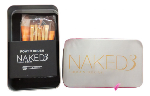 Kit profesional de brochas de maquillaje Naked3, tamaño mediano, 12 colores, marrón