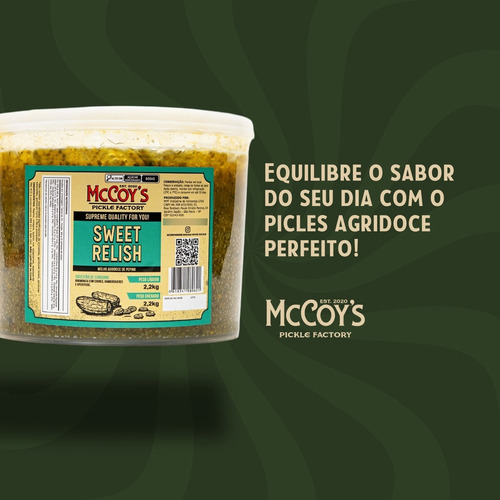 Molho Agridoce De Pepino - Sweet Relish Mccoy's 2,2kg