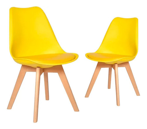 Cadeiras Jantar Mesa Cozinha Leda Design Wood, 2 Unidades Cor da estrutura da cadeira Amarela