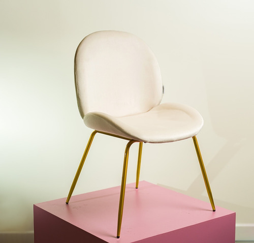 Zamibia Silla Comedor Tapizada Moderna Sybil Beetle Burma Asiento Crema