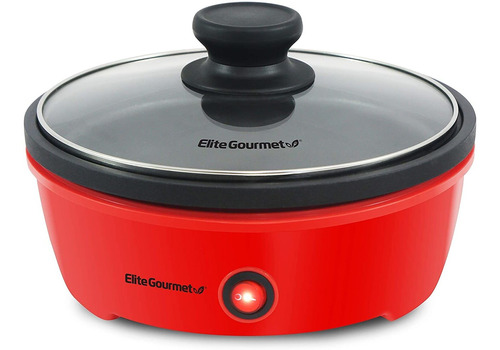 Sartén Eléctrica Elite Gourmet Rojo, Con Tapa, 650 W