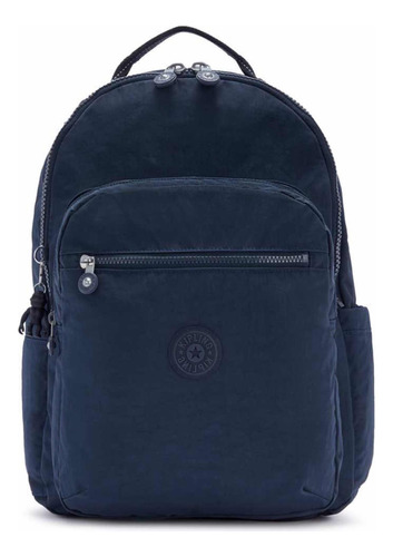 Mochila escolar Kipling Seoul Go cor azul-marinho  design lisa 27L