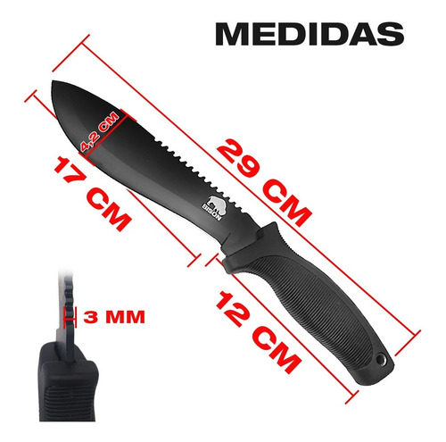Imagen 2 de 10 de Cuchillo Caza Supervivencia Bison Mango Engomado Grip