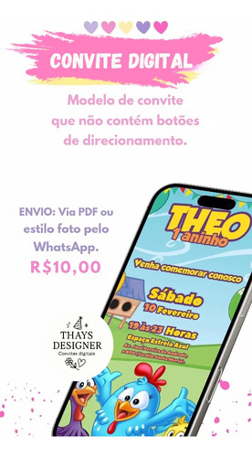 Convite Digital Infantil Personalizado Com O Tema
