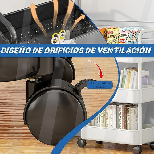 Carrito Organizador Multiusos 3 Niveles Con 360 Ruedas