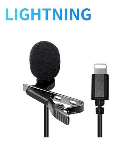 Micrófono con conector Lightning de solapa para iPhone 7.8, x, Xr, xs, color negro