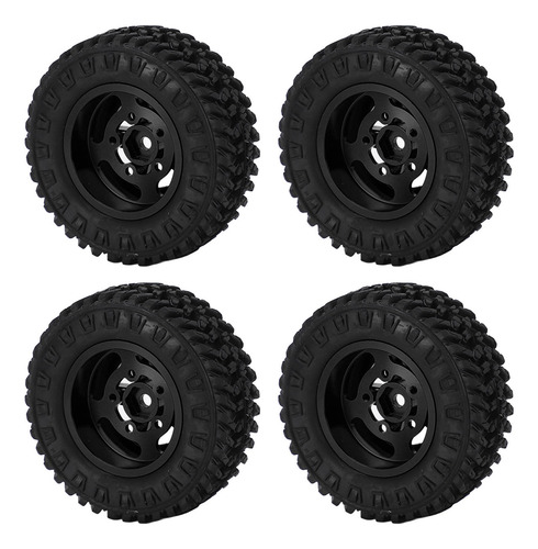 Juego De Neumáticos Y Llantas Rc Negros Y Negros Para Coche