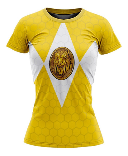 Playera Sublimada T Extra Power Ranger Amarillo Corte Dama