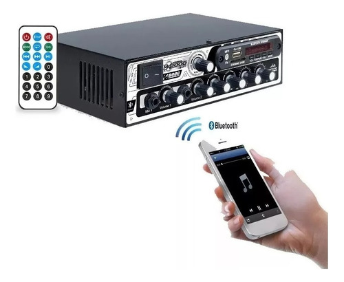 Amplificador Mixer Usb Bluetooth Fm 300wrms 2 Canais Estereo