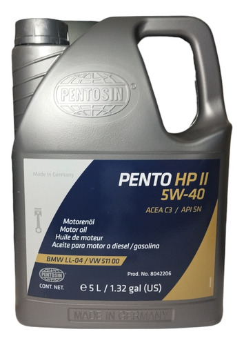 Aceite Motor Pentosin  Hp Ii 5w40 Bmw Ll-04  5litros Aleman