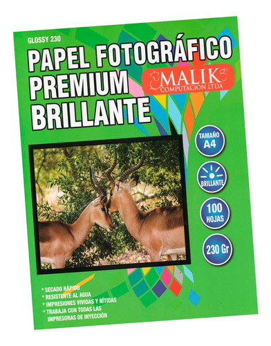 Papel Fotográfico Glossy 230 Grs A4 100 Hojas