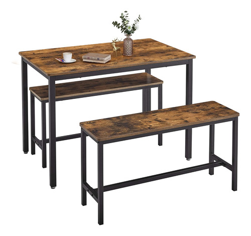 Juego Mesa De Comedor Rectangular Con 2 Sillas De 4 Personas