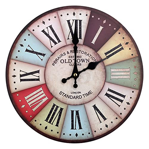 Reloj De Pared De 12 Pulgadas Estilo Rústico Silencios...