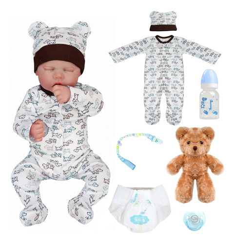 Brastoy Bonecas Bebe Reborn Pintada Silicone Menino Boneco 48cm