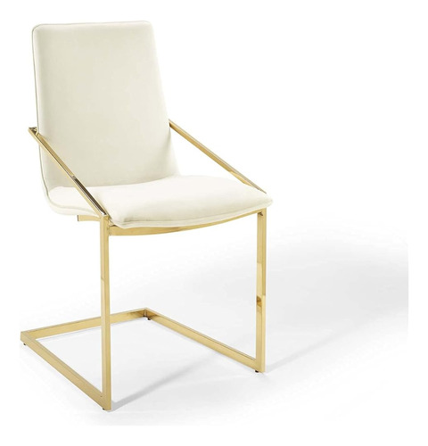 Modway Pitch Performance Velvet Dining Armchair, Gold Ivory