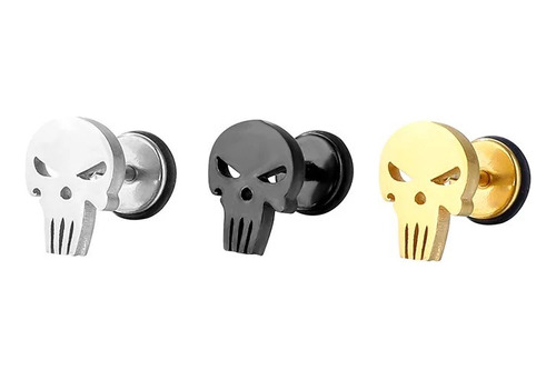 Piercing Acero Inox Diseño Calavera Hombre Mujer X2 Unidades