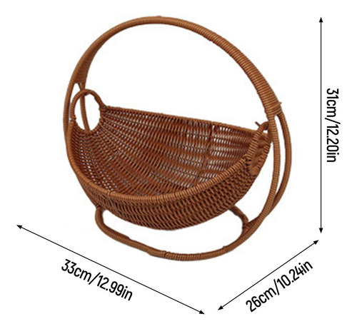 Cesta Tecida À Mão Com Alças, Suporte De Frutas, Balcão