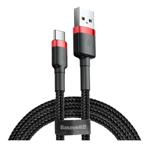Imagen 1 de 7 de Cable usb tipo C Baseus rojo/negro con entrada USB salida USB-C