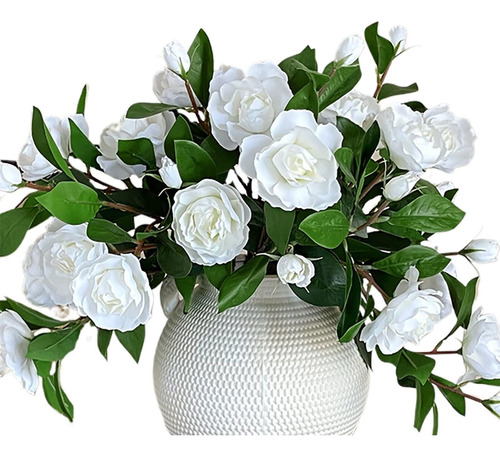 Buquê De Flores Artificiais De Gardênia Branca Com Hastes