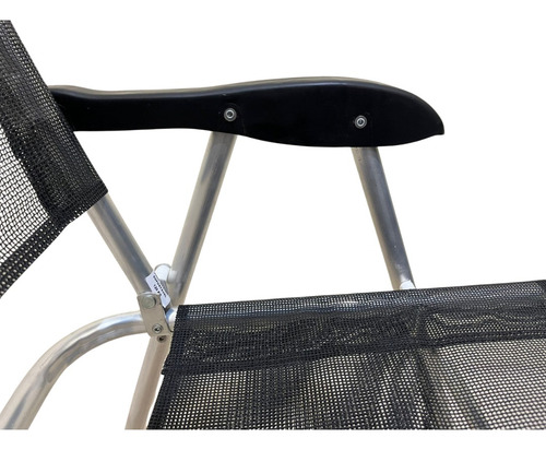 Cadeira De Praia Alta Sanete Encosto Alto Aluminio Ronchetti Cor Preto