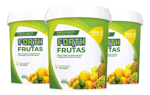 Kit 3 Fertilizante Frutas Frutificação E Pomar 400g Forth
