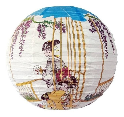 Imagem 1 de 1 de Kit 3 Luminária Japonesa Branca Gueixas Oriental Festa 40cm