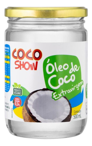 Óleo De Coco Extra Virgem Coco Show 500ml Vidro - Copra