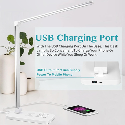 Lámpara De Escritorio Led 5 Niveles De Brillo Usb