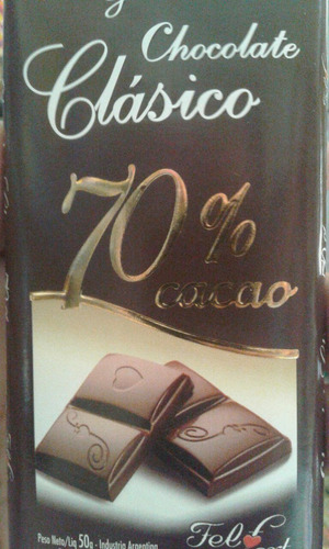 Chocolate Cacao 70 % Felfort Golosinera Naranjaylimon