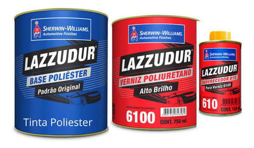 Tinta Poliester Preto Ninja + Verniz 6100 Lazzuril