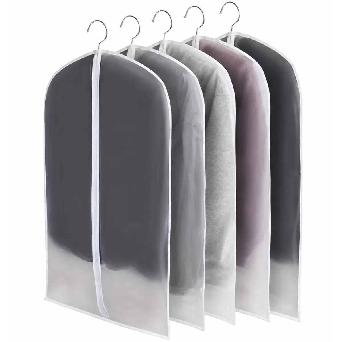 Funda Cubrepolvo Para Ropa 60x100cm 5pzs Impermeable Transparente Mate Con Cierre Portatrajes Protector Colgante Para Closet Armario Trajes Vestidos Abrigos Camisas