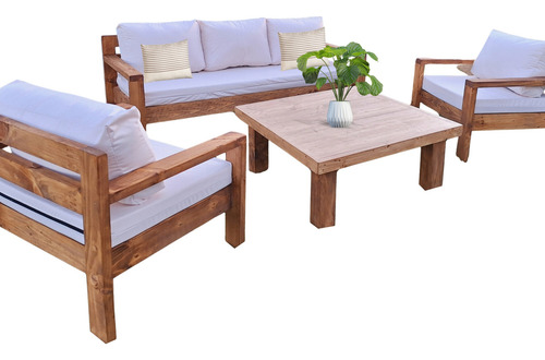 Terraza Rústica Premium Juego De 3 Sillones Color A Elección