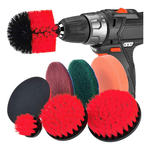 Brocha Perforadora Y Almohadillas Para Fregar, 8 Piezas, Kit