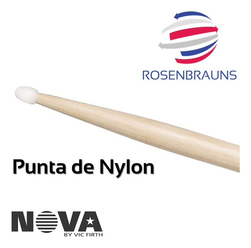 Imagen 4 de 4 de Baquetas Nova 7a 5a 5b Punta Nylon Hickory (by Vic Firth)