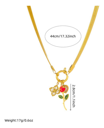 Collar Con Colgante De Rosa De Acero Inoxidable Para Mujer