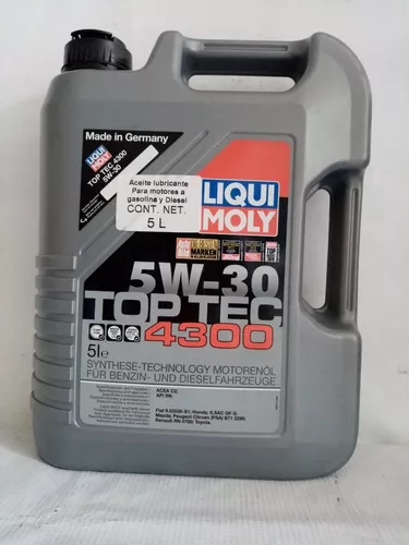 Aceite Sintético Liqui Moly 5w30 Top Tec 4300 5 L 45000 Km