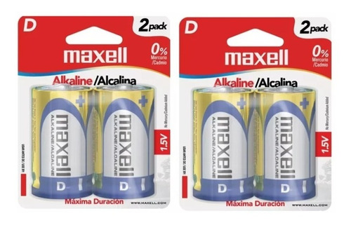 Pila Bateria Alcalina Tipo D Maxell Paquete De 4