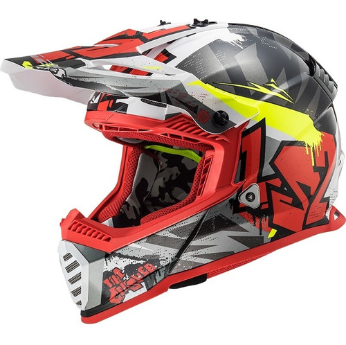 Capacete Ls2 Fast Mx437 Crusher Vermelho Enduro Promoção